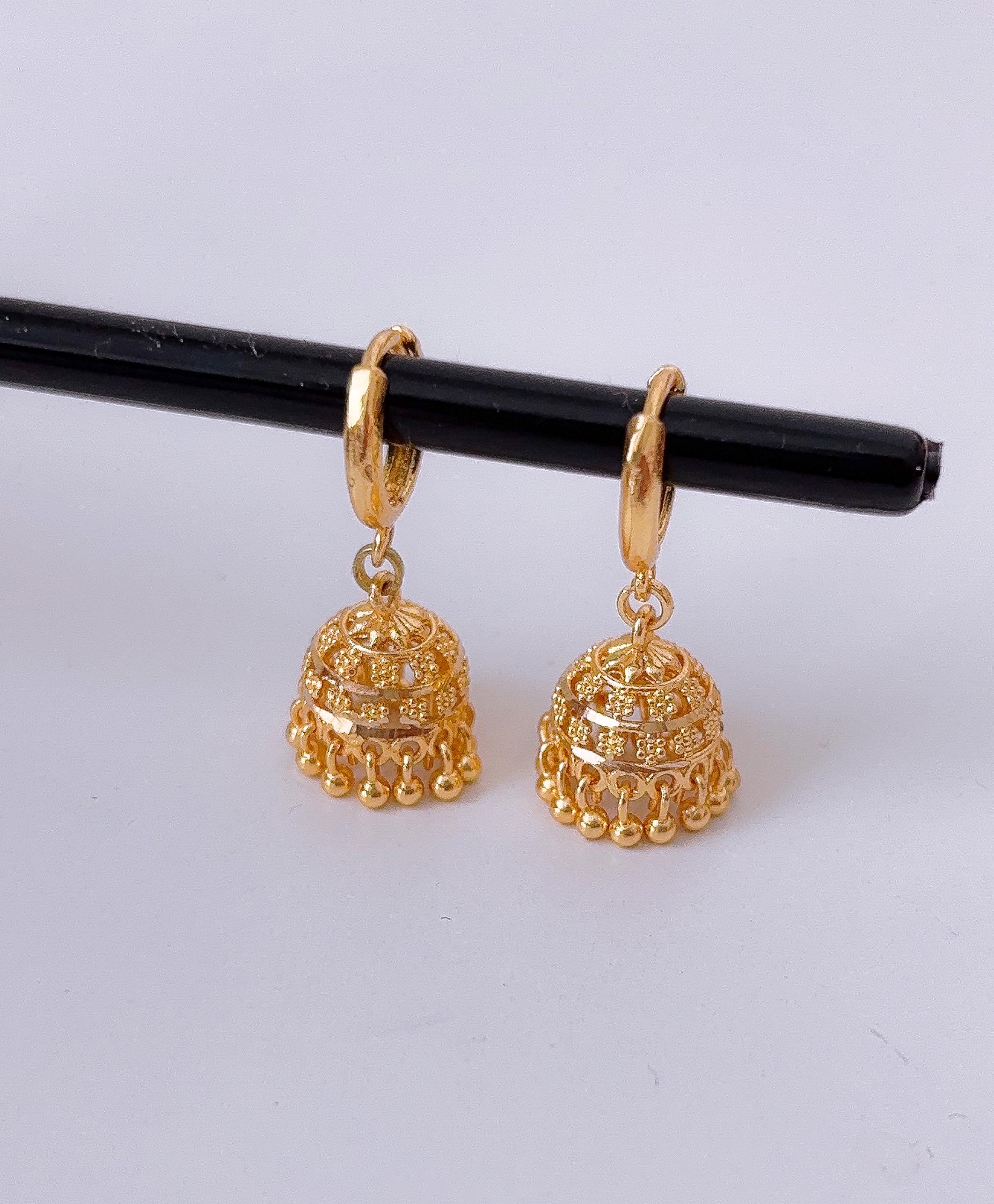 Cute Micro Mini Jhumka Earrings,18k Gold Plated Hoop Earrings,Baby size jhumka earrings,Gold Plated Earrings