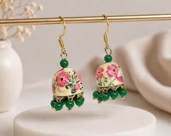 Handmade  Jhumka Earrings: Lightweight Paper Quilling Jewelry (Mini Size)