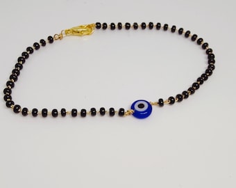 Handmade Evil Eye Bead Mangalsutra Bracelet - Gold Plated