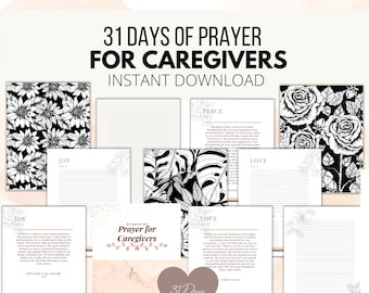 Caregiver Prayer Journal Printable or Digital:  A Prayer Journal filled with Christian Prayers, Scriptures, Journaling, Gratitude, Coloring