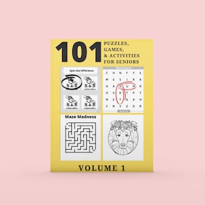 101 Puzzles Activities for Seniors Large Print, Fun, Easy Activities, for those with Alzheimer’s, Dementia, Parkinson’s, Memory Loss, Aging