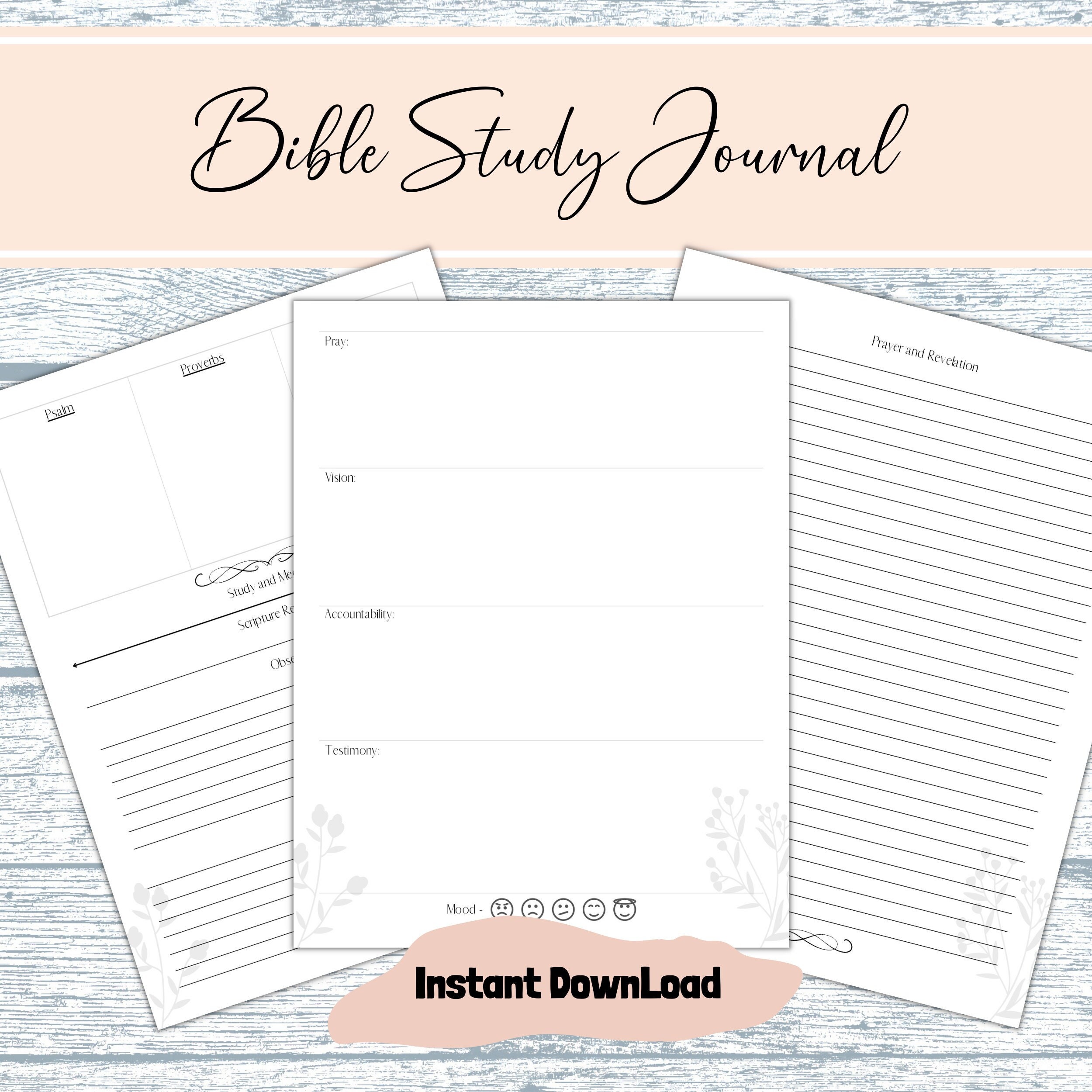 Bible Study Journal, Daily Prayer Journal, Bible Study Notebook, Bible Study Notes, Bible Study, Bible Journaling, Printable & Digital