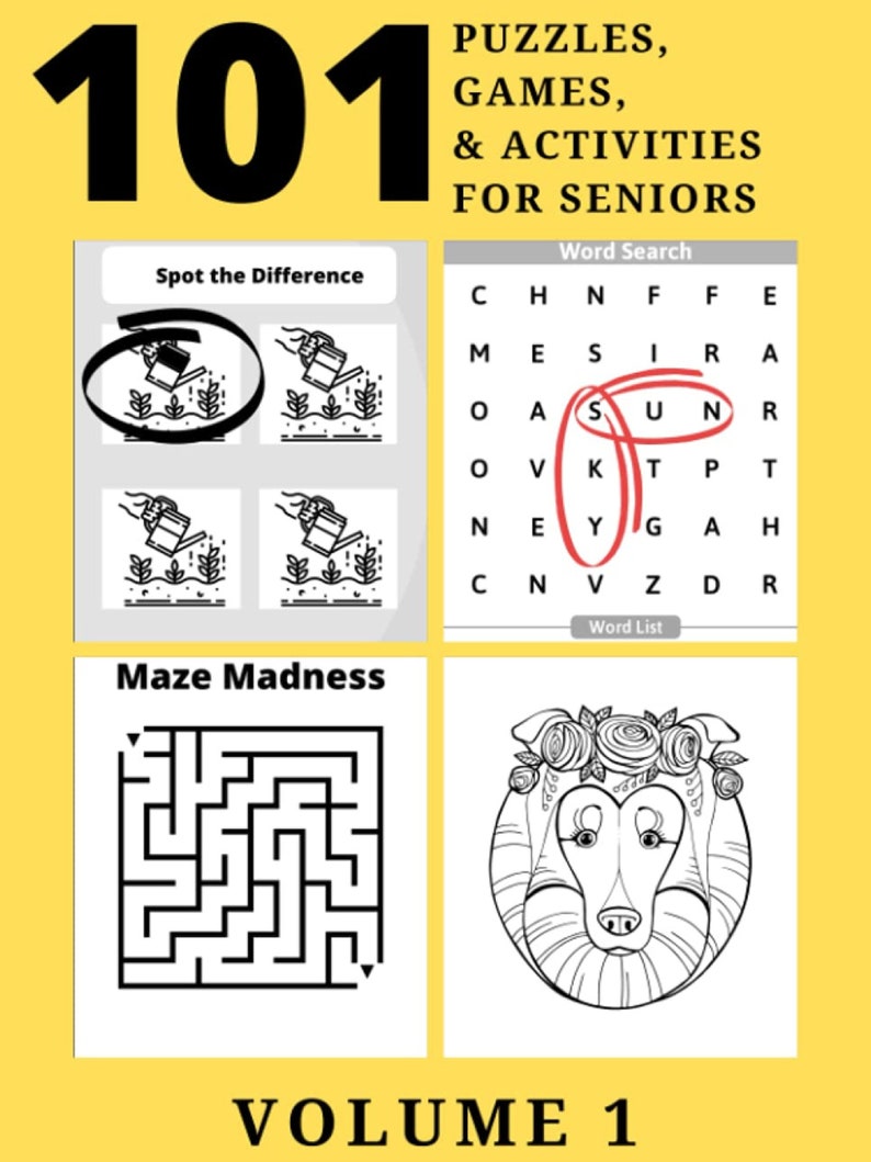 101 Puzzles Activities for Seniors Large Print, Fun, Easy Activities, for those with Alzheimers, Dementia, Parkinsons, Memory Loss, Aging image 9