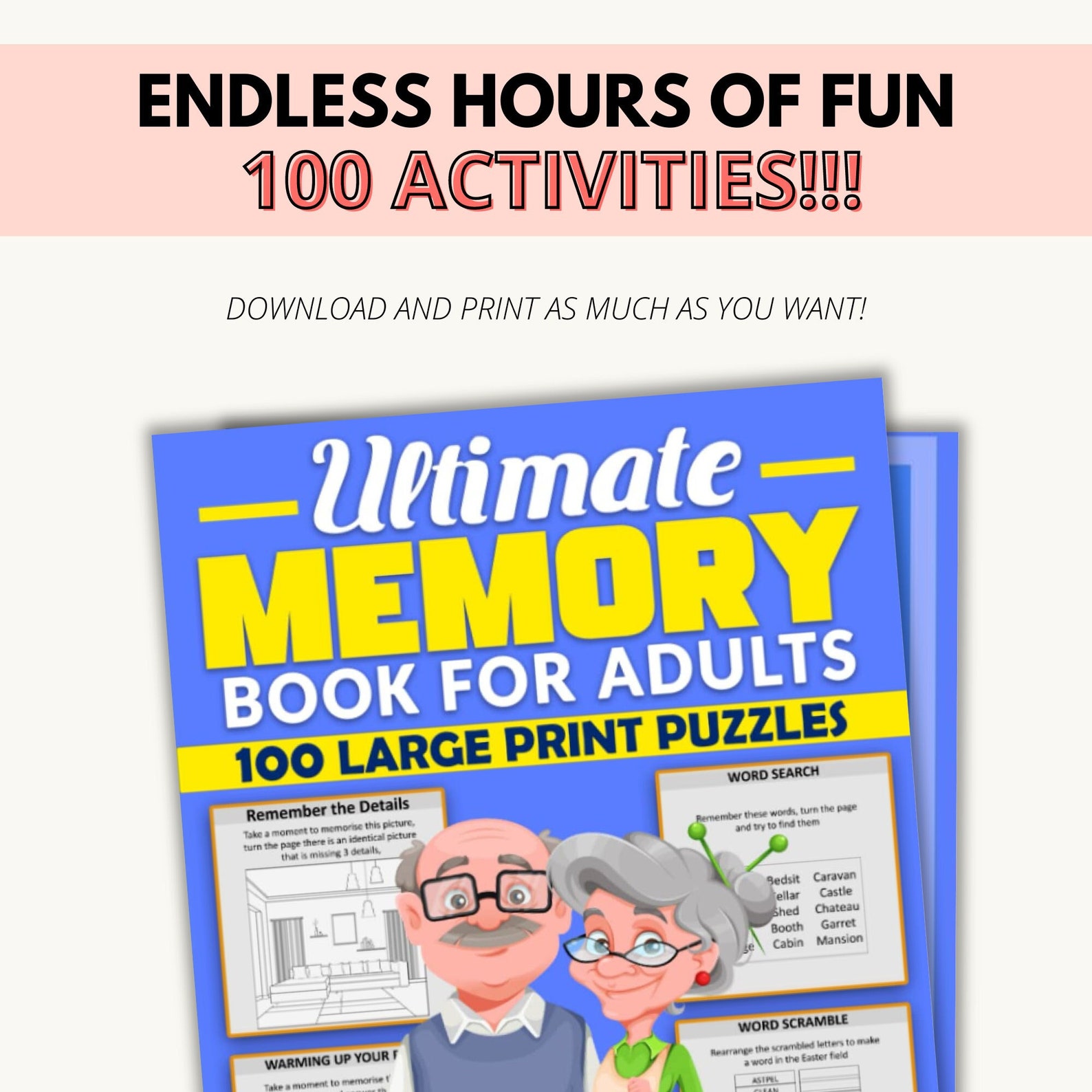 100 Themed Large Print Activities for Seniors With Mild to Moderate