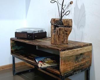 Console TV cabinet coffee table in wood and metal
