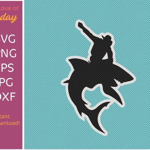 Vaquero Bucking Shark SVG, Semana del tiburón, Tiburón toro, Tiburón vaquero Silueta JPG