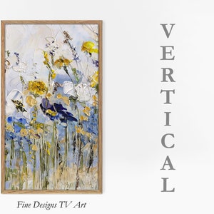 Samsung Frame TV VERTICAL, Abstract Impasto Flowers, Oil Painting, Floral Artwork, Upright Frame TV, Digital Download