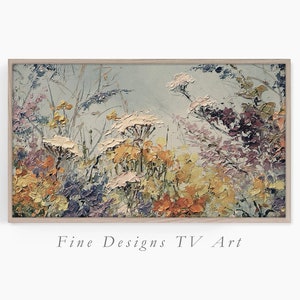 Samsung Frame TV Floral Art, Abstract Muted Color Spring Flowers Painting, Digital Download