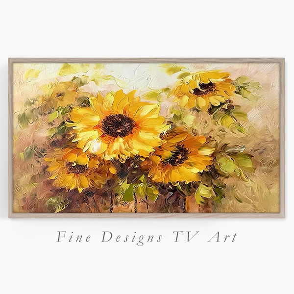 Samsung Frame TV Floral Art, Sunflowers Painting, Digital Frame TV Artwork, Summer TV Frame, Instant Download