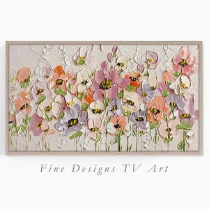 Samsung Frame TV Art, Abstract Flowers Painting, Floral Painting, Digital Download, Flower Art for Frame TV