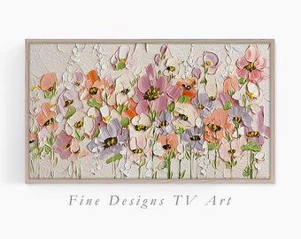 Samsung Frame TV Art, Abstract Flowers Painting, Floral Painting, Digital Download, Flower Art for Frame TV