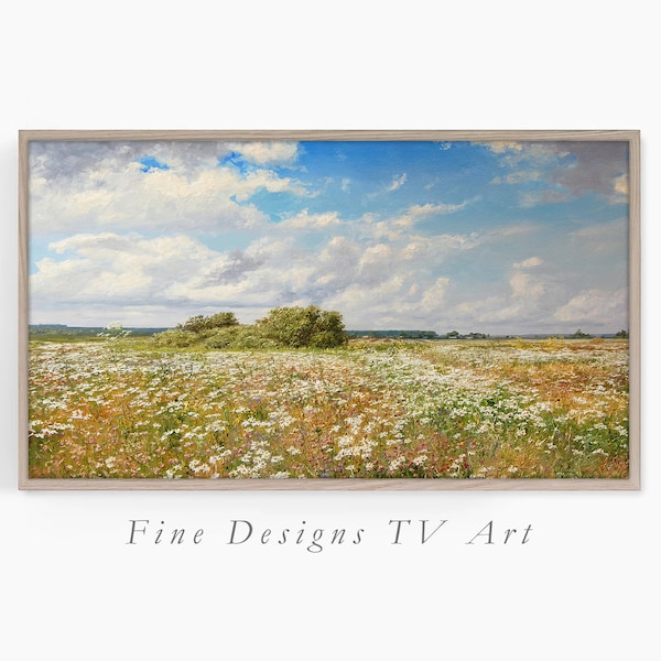 Samsung Frame TV Art Summer, Colorful Flower Meadow, Field of Wildflowers, Vintage Painting, Samsung Art TV, Digital Download