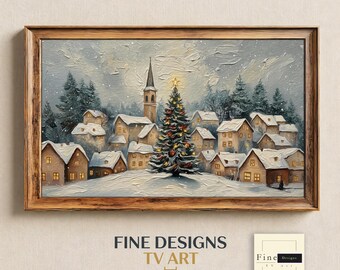 Christmas Village Oil Painting for Samsung Frame TV (Digital Download)