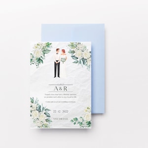 Wedding Flower Invitation, Printable Wedding Invites Template, Electronic Editable Flower Wedding Invites