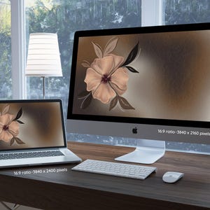 Floral Aesthetic Desktop Screen Digital Downloads PC Mac Wallpaper, Earth Tones Botanical Macbook Home Screen Computer Screensaver
