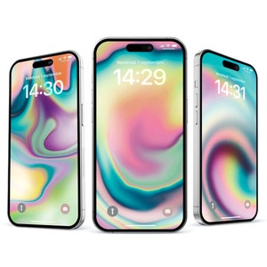 Colorful iPhone iOS 17 wallpapers,Digital download,Set of 3 PCS gradient wallpapers,Phone Lock Screen, Aesthetic Phone blue,Digital download
