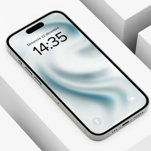 Blue Aura Gradient iOS 18 Theme for iPhone Screensaver, Digital Wavy iPhone Aesthetic Wallpaper, Instant Download