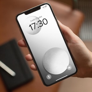 3D Kugel dunkel grau iPhone Pro/Max LockScreen, Farbverlauf iPhone Wallpaper, Sofort Download