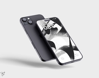 Black white abstract phone screensaver, Instant download grey abstract art wallpaper, Android wallpaper and iPhone iOS 17 wallpaper