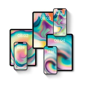 Colorful iPhone and iPad iOS 16 17 wallpapers, Set of 6 PCS aesthetic iOS background, Digital and instant download, iPhone iPad lock screen