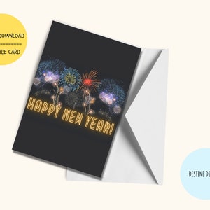 New Year Card, Happy New Year Card 2024, Card for Friend, Printable Card, Email Card, Instant download, 5x7 card