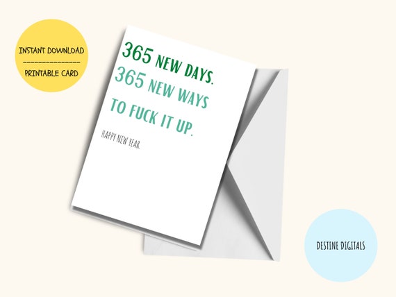 Funny New Year Card, 365 New Days (Digital Download)