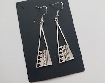 Tipee Drop Earrings, Antique Silver Plated, Boho Style