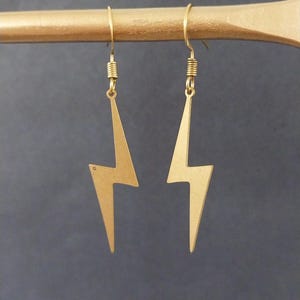 Brass lightening bolt earrings-lightweight-gift idea