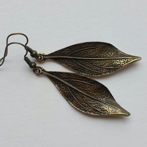 antique bronze flutter leaf earrings