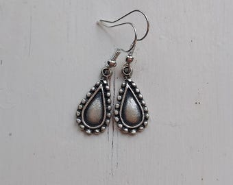 little antique silver boho teardrop earrings