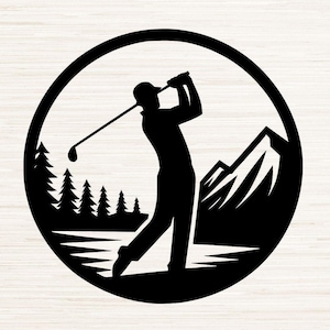 Arte de swing de golf Svg Dxf Png Descarga digital instantánea / Archivo de silueta vectorial de clipart / Grabado láser / Glowforge Ready / SVG para Cricut