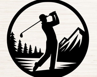 Golf Swing Art Svg Dxf Png Instant Digital Download | Clipart Silhouette Vector File | Laser Engraving | Glowforge Ready | SVG for Cricut