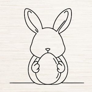 Minimalist Bunny Rabbit Line Art Svg Png Instant Digital Download, Laser Engraving, Holiday Sublimation, Continuous Line Drawing, Spring SVG