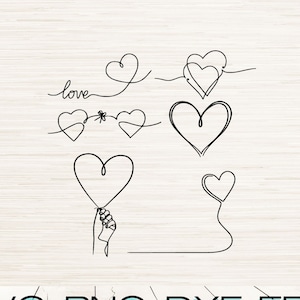 Linha arte coração pacote Svg Dxf Eps Jpg Png Pdf instant digital download | Esboço de clipart minimalista | Gravação a laser | Cricut | Forja luminosa