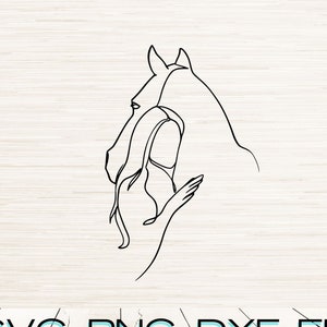 Line Art Frau und Pferd SVG Dxf Eps Jpg Png Sofortiger digitaler Download | Minimalistische Umrisse | Lasergravur | Cricut | Glühschmiede