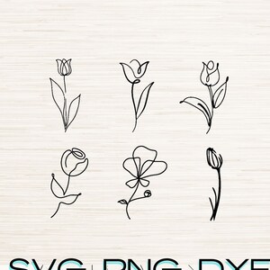 Pacote SVG de flores minimalistas, download instantâneo, silhueta, clipart de primavera, vetor simples, sublimação de camisetas, máquina Cricut, roteador CNC