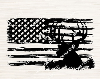 Deer Buck and Flag Svg Dxf Eps Png instant digital download | Clipart decal outline silhouette Vector | Laser engraving | Cricut | Glowforge
