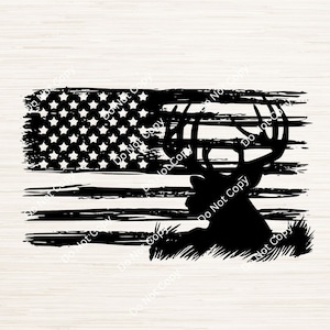 Hirsch Buck und Flagge Dxf Eps Png sofortigen digitalen Download | Clipart Aufkleber Umriss Silhouette Vektor | Lasergravur | Cricut | Glühschmiede