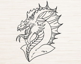 Dragon design Svg Dxf Eps Jpg Png Pdf instant digital download | Silhouette Clipart outline | Laser engraving cut file | Cricut | Glowforge