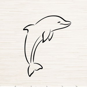 Cute Dolphin Svg Dxf Jpg Png téléchargement numérique instantané | Fichier de coupe Cricut | Téléchargement du fichier de gravure laser | Contour de décalcomanie Image graphique Vecteur