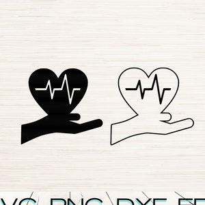 Herzschlag in der Hand Art SVG Dxf Eps Jpg Png Pdf Sofortiger digitaler Download | Silhouette Clipart Umriss | Lasergravur | Cricut | Glühschmiede