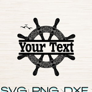 Split Monogram Fancy Ships Wheel Svg Dxf Png Eps Instant Digitale Download, Naam Tekstruimte Vector, Home Bar Graphics, Aanpasbare letters