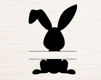 Split monogram Easter Bunny font SVG instant digital download | Clipart outline silhouette Vector | Laser engraving | Cricut | Glowforge