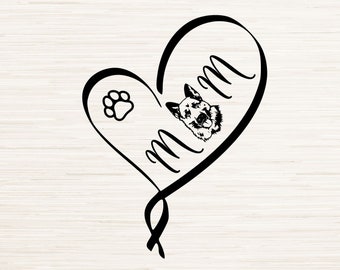 German Shepherd dog paw heart svg dxf outline decal silhouette instant digital download | Dog lover png AI jpg pdf | laser cut file | Cricut