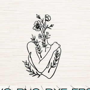 Línea arte Floral Mujer Svg Dxf Eps Jpg Png Pdf Descarga digital instantánea / Esquema de imágenes prediseñadas minimalista / Grabado láser / Cricut / Glowforge