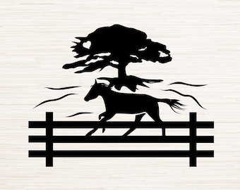 Paard loopt in de weide Svg Dxf Eps Png Instant Digitale Download | Clipart sticker silhouet vector | Lasergraveren | Cricut | Gloedforge