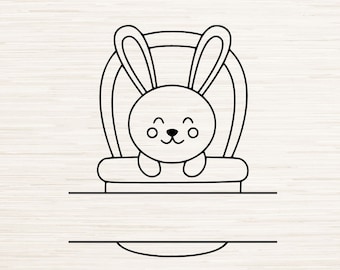 Split monogram Easter Bunny font SVG instant digital download | Clipart outline silhouette Vector | Laser engraving | Cricut | Glowforge