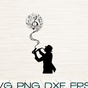 Saxaphone Dxf Png Eps Pdf Jpg sofortigen digitalen Download | Umriss Silhouette Clipart Lasergravur | Sublimation | Cricut | Glühschmiede
