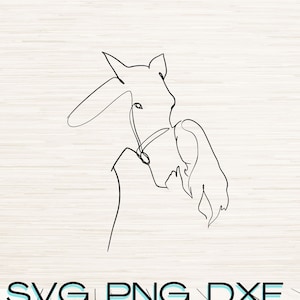 Line Art Frau und Pferd svg Dxf Eps Jpg Png Sofortiger digitaler Download | Minimalistisch Clipart Gliederung | Lasergravur | Cricut | Glühschmiede