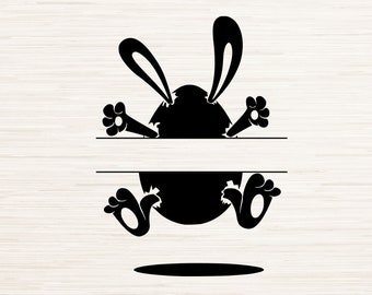 Split monogram Easter Bunny font SVG instant digital download | Clipart outline silhouette Vector | Laser engraving | Cricut | Glowforge